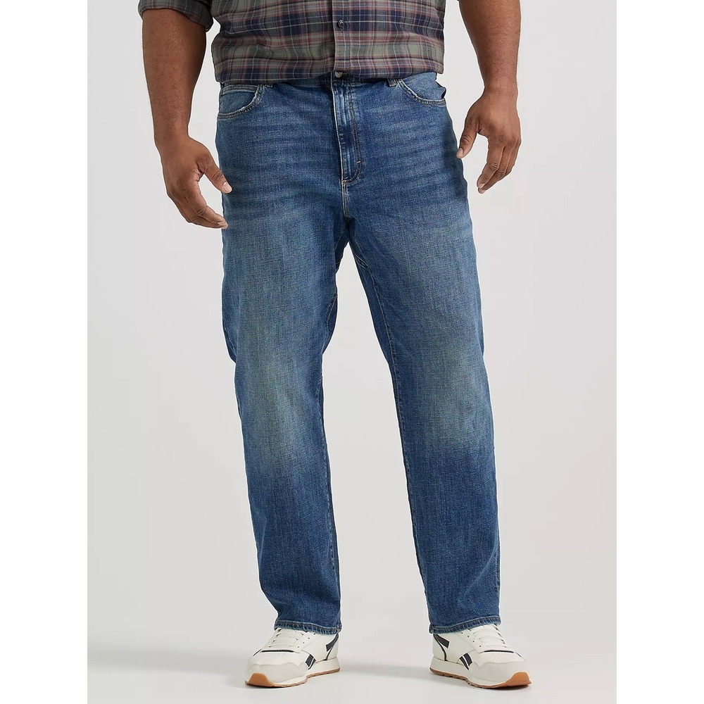 Lee Mens Extreme Motion MVP Relaxed Fit Straight Leg Jeans Blue 38x36 Big & Tall